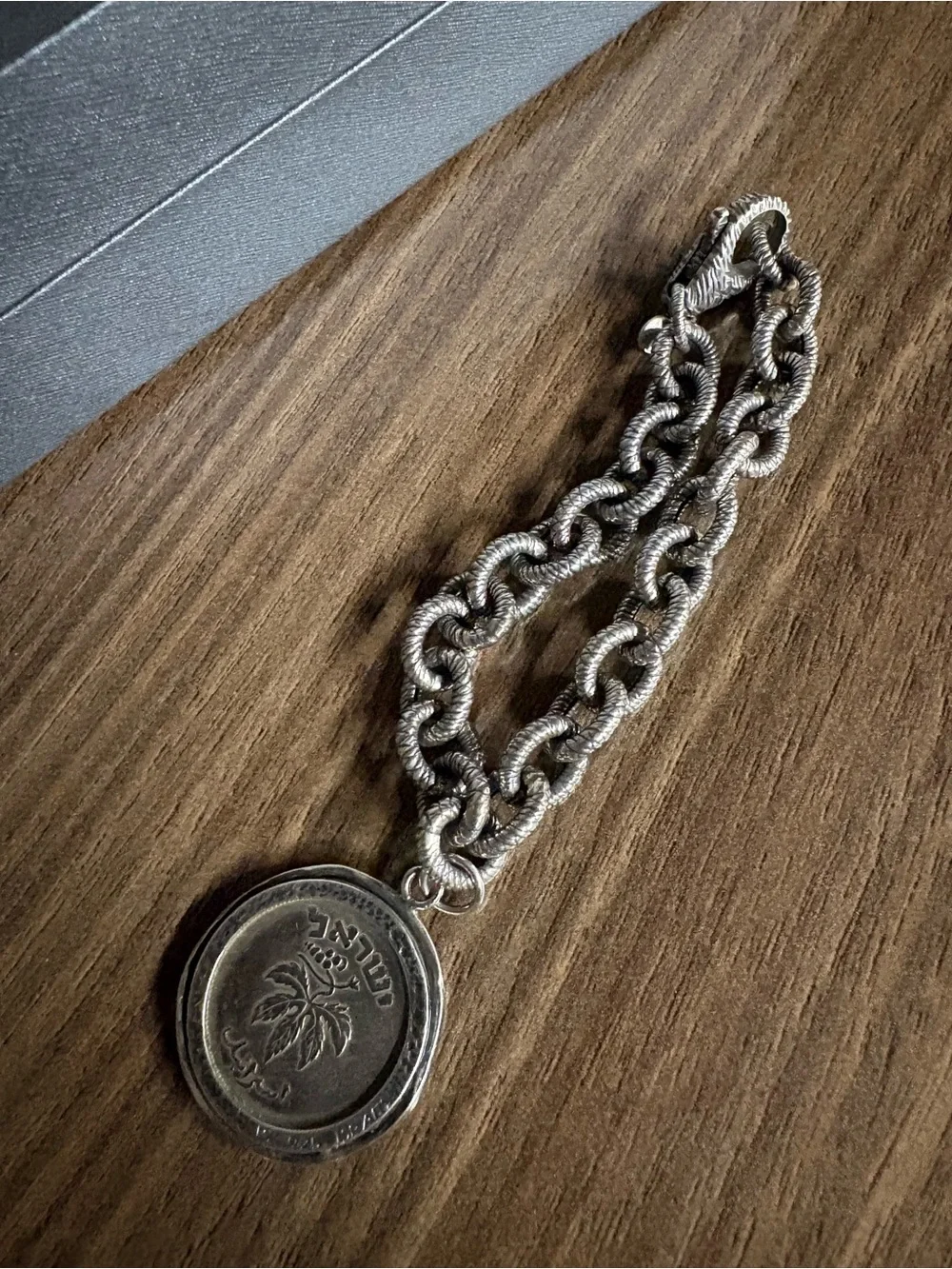 Silver 925 Chain Bracelet with Coin Charm - Picture 2 of 6